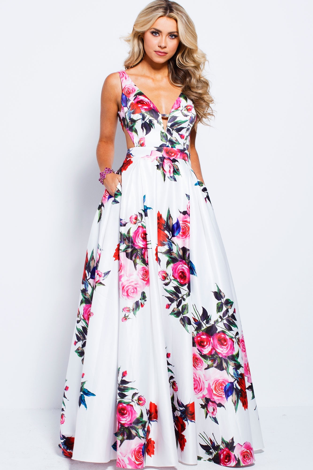 Jovani - 29072 - A-Line Dress with Floral Embroidery & Sequins – Madeline's  Boutique