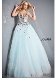Jovani 00007 Light Blue Cut Glass Bodice Ball Gown