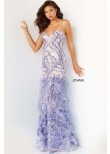 Jovani 05667 Strapless Sequin & Feather Mermaid Prom Dress
