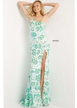 Jovani 08256 Floral Sequin One Shoulder Prom Dress