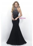 Blush Prom 11300 Jeweled Halter Net Mermaid Gown