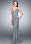 La Femme 24244 Glamorous Plunge Beaded Gown