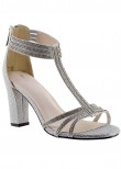 Gabriella by Touch Ups Silver Jeweled T-Strap Sandal
