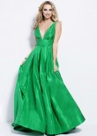 Jovani 54812 Emerald Green Plunge Neck Ball Gown