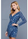 Scala 60235 Long Sleeve Beaded Wrap Dress