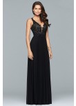 Faviana 8000 Beaded Lace V-Cut Evening Gown