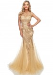Abby Paris by Lucci Lu 95166 Beaded Cap Sleeve Gown