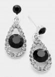 Jet Black Genuine Austrian Crystal Droplet Earrings