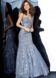 JVN by Jovani JVN00874 Grey Sweetheart Neckline Mermaid Prom Dress