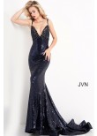 JVN by Jovani JVN05803 Navy Sequin Prom Dress