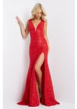 JVN by Jovani JVN08512 Lace High Slit Sheath Prom Dress