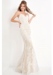 JVN by Jovani JVN65529 Ivory Embroidered Lace Evening Gown