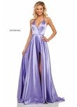 Sherri Hill 52921 Satin V-Neck Halter Top Gown