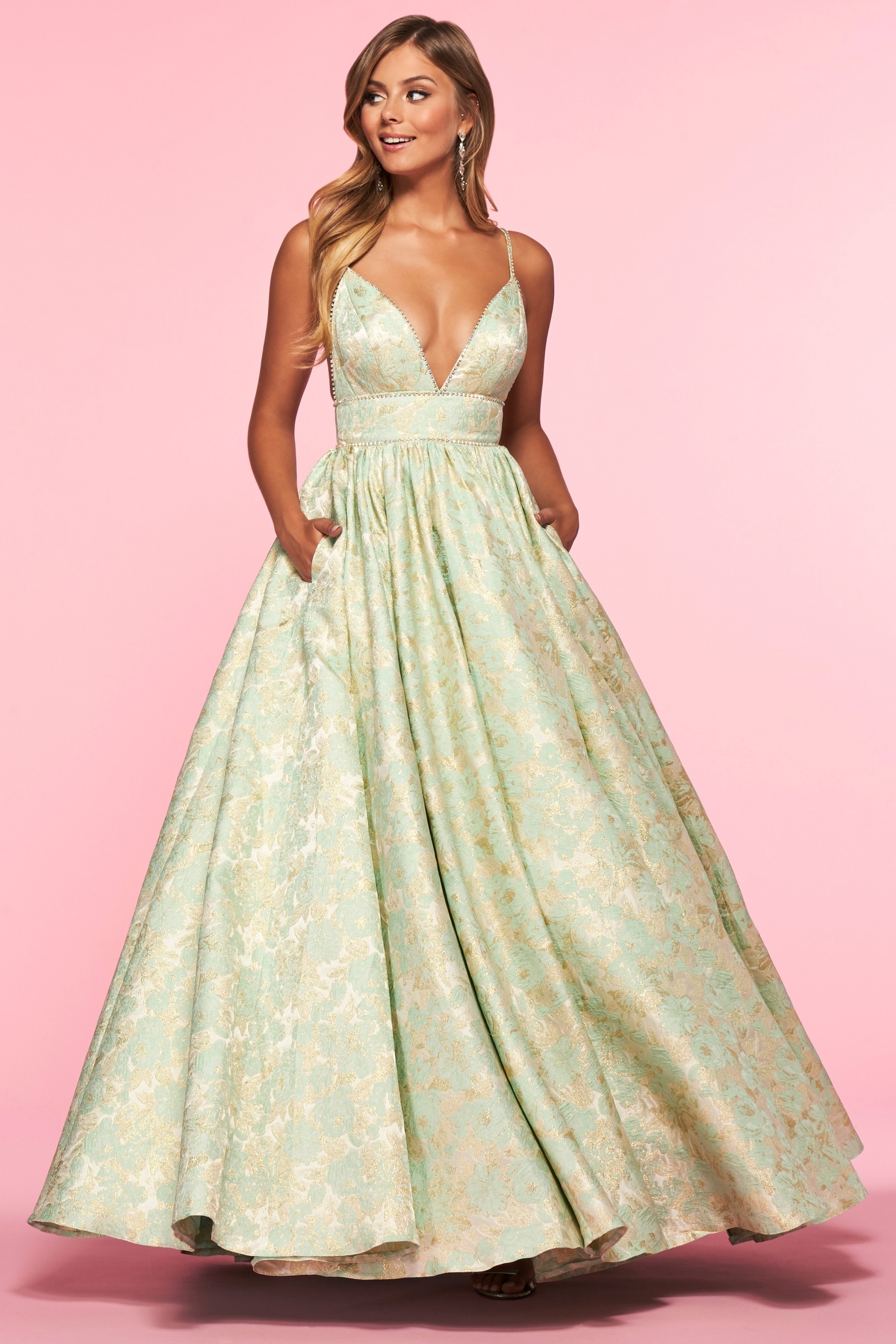 printed ball gown